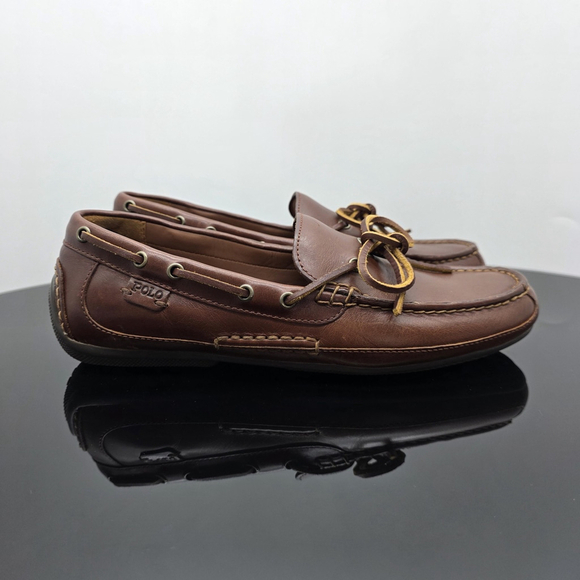 Preppy Ralph Lauren Roberts Loafers Men’s 8.5D Brown Leather Slip-On Casual - Picture 1 of 10